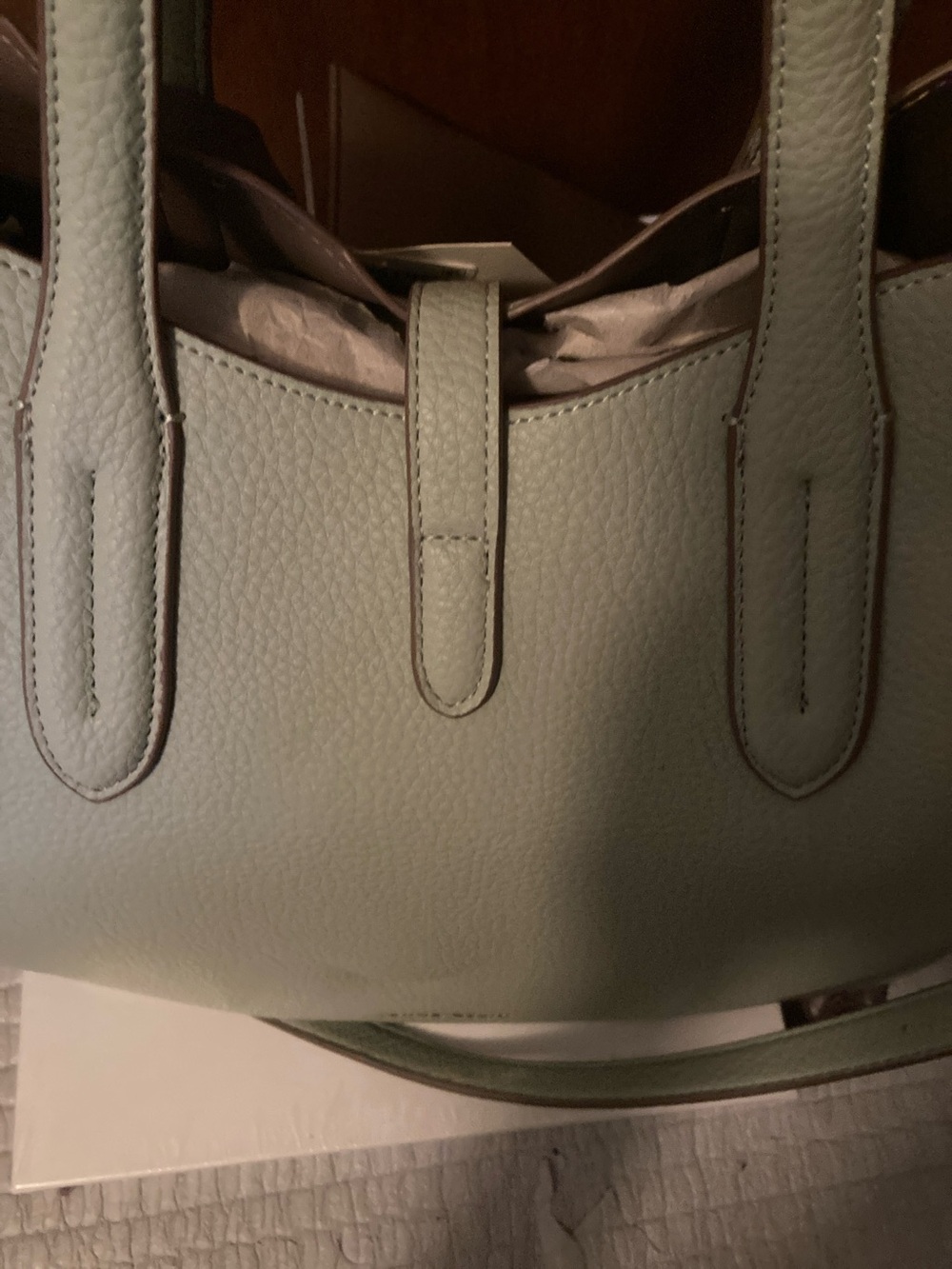 Anne Klein Mint Green Tote with Removable Brown Pouch - Picture 11 of 15